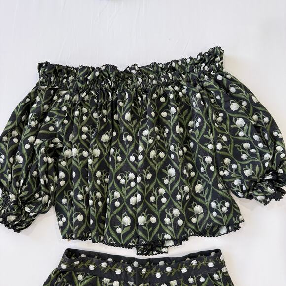 Agua by Agua Bendita Set Urucú Perla off-shoulder Blouse and Shorts Sz M - Picture 5 of 12
